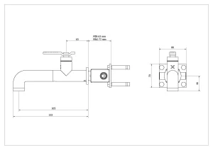 Crosswater Union Single Hole Wall Mounted Basin Mixer Tap Chrome technical drawing - Image 2