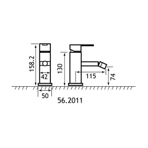 Eastbrook Prado 700 Mono Bidet C/w Click Waste Chrome detail view - Image 2