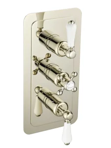 Just Taps Grosvenor Lever Thermo Concealed 3 Outlet Shower Valve- Vertical Nickel