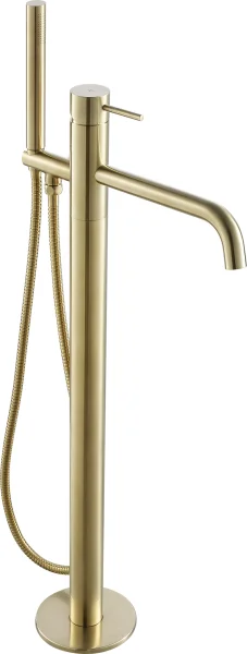 Just Taps Vos Floor Standing Bath Shower Mixer With Kit. Designer Handle Brushed Brass