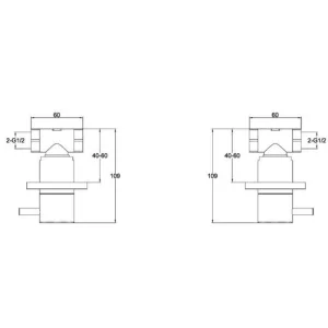 Just Taps Inox Wall Valves technical drawing - Image 2