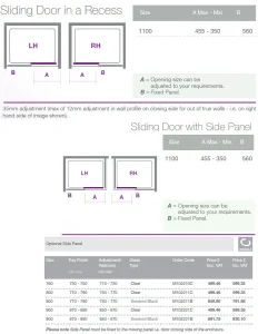 Merlyn 10 Series Sliding Door Right Hand 1100mm technical drawing - Image 4