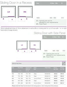 Merlyn 10 Series Sliding Door Right Hand 1600mm technical drawing - Image 2