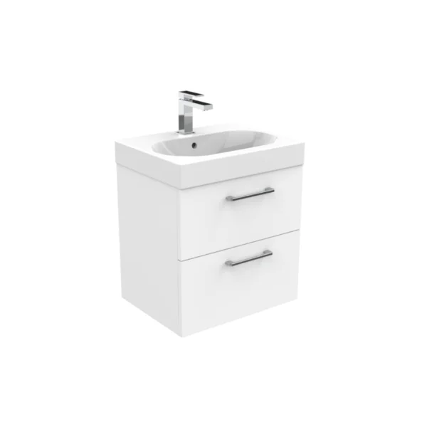 Saneux Austen 60cm 2 Drawer Wall Mounted Unit - Matte White