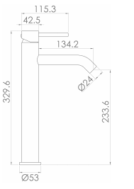 Saneux Cos Tall Basin Mixer - Brushed Nickel technical drawing - Image 2