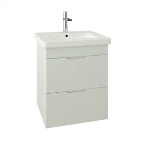 Saneux Indigo 50cm 2 Drawer Wall Mounted Unit - Gloss White detail view - Image 2