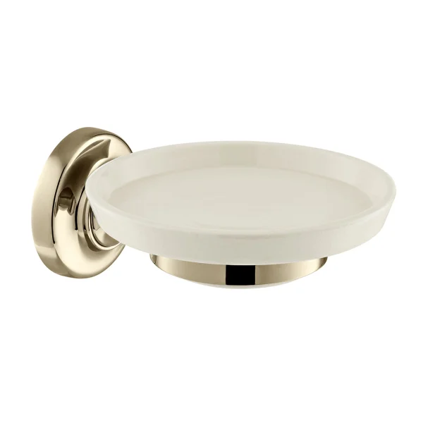 Booth & Co. Ceramic Soap Dish And Holder Nickel & Crackled White