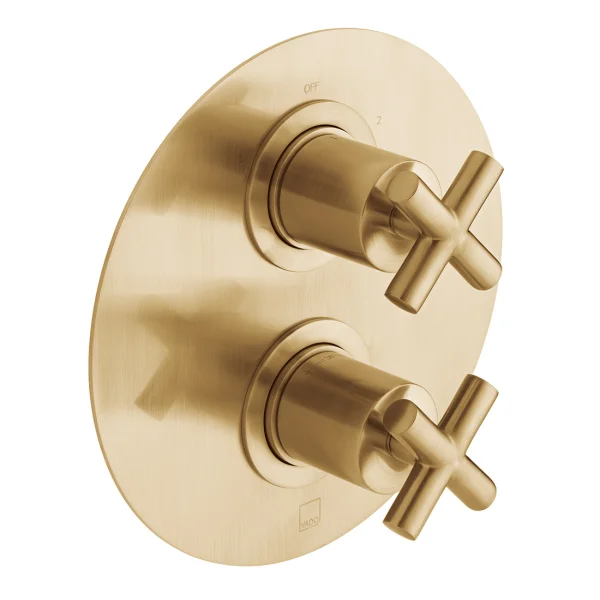 Vado Individual Dx Elements 2 Outlet, 2 Handle Concealed Thermostatic Valve Brushed Gold