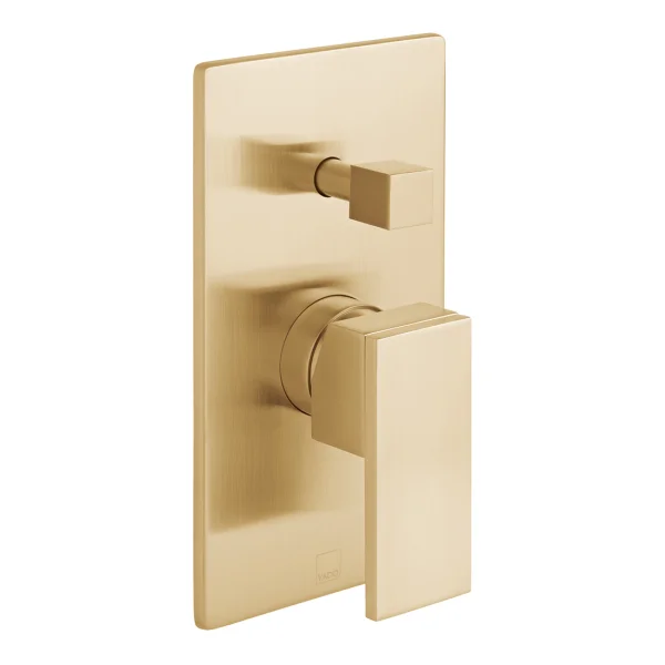 Vado Individual Notion 2 Outlet Concealed Single Lever Manual Valve With Diverter Brushed Gold