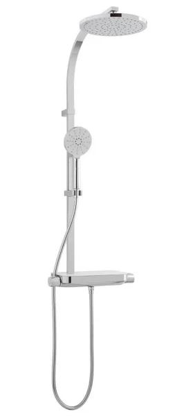Vado Strata Showering Column With Thermostatic Shower Shelf Valve, Saturn Round Shower Head And Nebula Round 3 Function Showering Handset Chrome