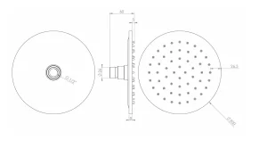 Saneux Cos 200x8mm Round Shower Head - Chrome technical drawing - Image 2