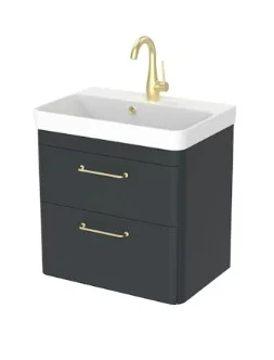 Saneux Hyde 55cm 2 Drawer Wall Mounted Unit - Matte Anthracite