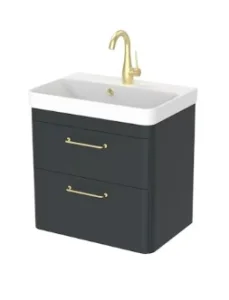 Saneux Hyde 55cm 2 Drawer Wall Mounted Unit - Matte Anthracite