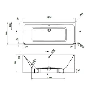 Bc Designs Murali Btw 1720x740 Bath (waste Included) Gloss White detail view - Image 3