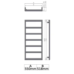 Reina Nardo Designer Radiator - 813 X 550 technical drawing - Image 2
