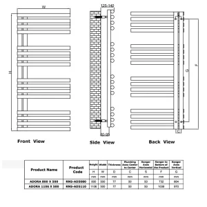 Reina ADORA 1106 x 500 technical drawing - Image 3