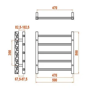 Reina Serena Designer Radiator - 500 X 500 Chrome technical drawing - Image 3