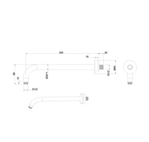 Crosswater Shower Arm 350mm Brushed Nickel detail view - Image 4