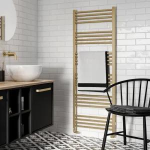 Crosswater Mpro Towel Warmer 480x1380 Brushed Brass detail view - Image 4