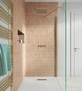 Crosswater Mpro Towel Warmer 480x1380 Brushed Brass detail view - Image 5