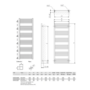 Crosswater Mpro Towel Warmer 480x1380 Brushed Brass detail view - Image 9
