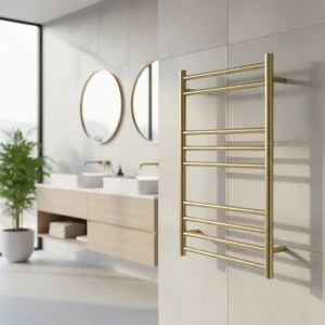 AVA Trend Ladder 800 x 500mm Brushed Brass PVD Stainless Steel Towel Rail detail view - Image 3