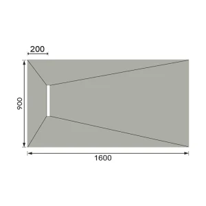 Abacus Elements Linear 300 Standard Tray 1600x900x40mm End technical drawing - Image 2