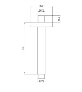 Just Taps Vos Ceiling Arm Brushed Brass 150mm technical drawing - Image 2