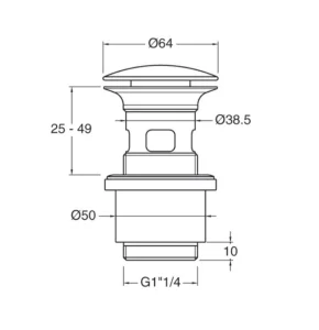 Crosswater MPRO Universal Basin Click Clack Waste Brushed Nickel detail view - Image 3