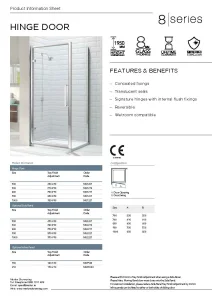 Merlyn 8 Series Hinge Door 800mm technical drawing - Image 3