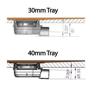 London Showers Em Horizontal Tileable Shower technical drawing - Image 2