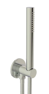 Just Taps Inox Round Water Outlet With Holder Metal Hose And Slim Hand Shower