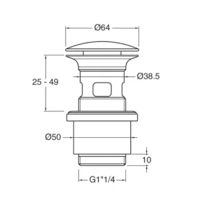 Crosswater Basin Click Clack Small 60 Chrome detail view - Image 3