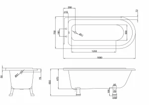 Burlington Hampton Shower Bath Left Hand 1700 X 750mm detail view - Image 3