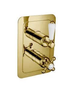 Just Taps Grosvenor Lever Concealed Thermostatic 1 Outlet Valve Vertical Light Gold