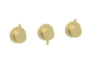 Ava Trend 4 Way 3 Handle Thermostat Valve W/Flange - Brushed Brass detail view - Image 3