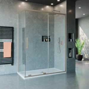 Crosswater Optix Sliding Door 1400 Brushed Stainless Steel