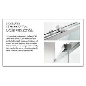 Crosswater Design 8 Soft Close Sliding 8mm Shower Door 1400mm Silver detail view - Image 6