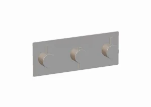 Ava Trend 4 Way 3 Handle Thermostat Valve W/backplate - Brushed Stainless Steel detail view - Image 3