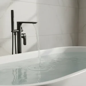 Ava Purity Floor Mounted Bath Shower Mixer - Brushed Black detail view - Image 2