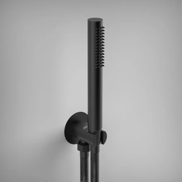 Ava Hand Shower Integrated Round Wall Outlet, Hose & Hand Shower - Brushed Black