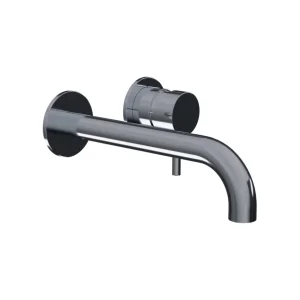 AVA Trend 2 Hole Wall Mounted Basin Mixer Tap Polished Stainless Steel detail view - Image 5