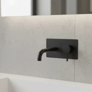 Ava Trend 2 Hole Wall Mounted Basin Mixer With Back Plate - Brushed Black detail view - Image 2