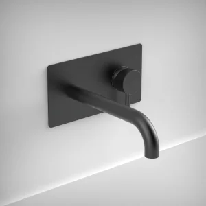 Ava Trend 2 Hole Wall Mounted Basin Mixer With Back Plate - Brushed Black