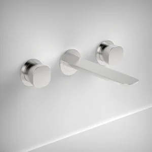 Ava Purity 3 Hole Wall Mounted Basin Mixer W/ Flanges - Polished Stainless Steel