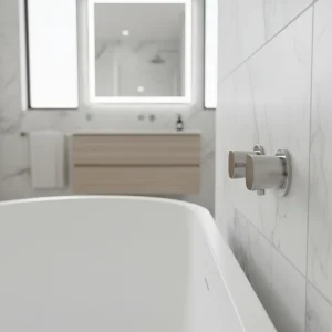 Ava Purity 1 Way 2 Handle Thermostatic Valve W/ Flanges - Polished Stainless Steel detail view - Image 2