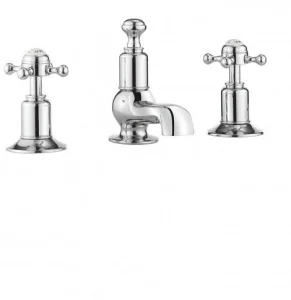 Crosswater Belgravia Crosshead 3 Tap Hole Basin Mixer Deck Mounted Chrome detail view - Image 2