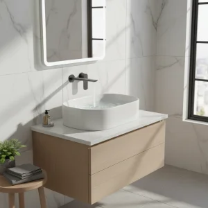 Ava Purity 2 Hole Wall Mounted Basin Mixer W/ Flanges - Brushed Black detail view - Image 3