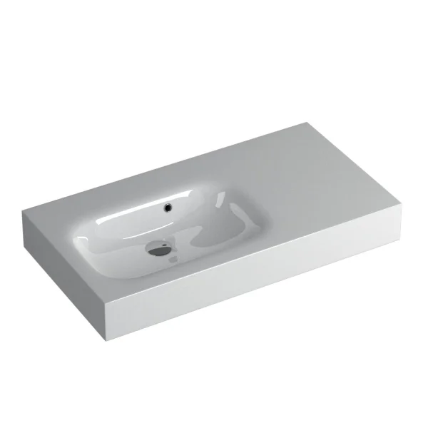 Faeber Infinite S1 Pearl 900mm Left Hand Wall Hung Basin White polished