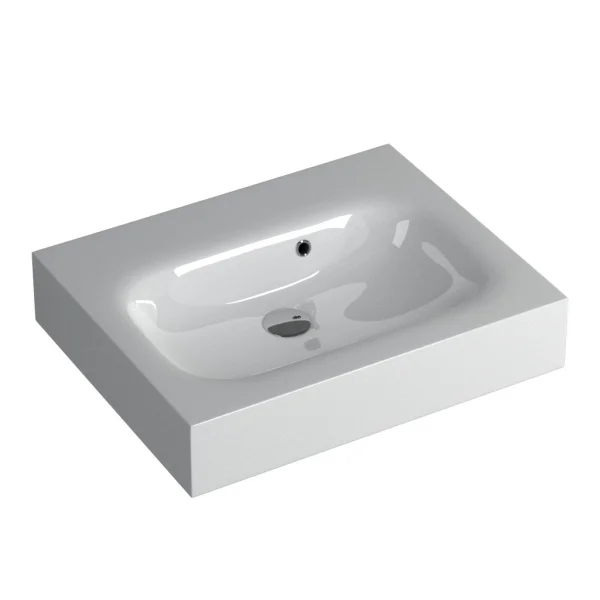 Faeber Infinite S1 Pearl 600mm Single Central Wall Hung Basin White polished